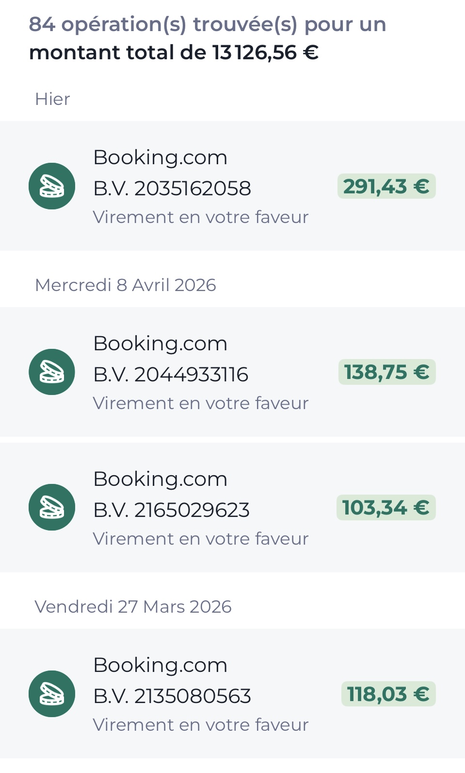 Paiements Booking