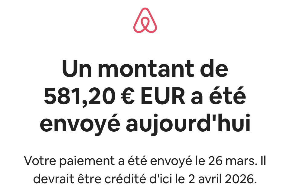 Paiement Airbnb 581€